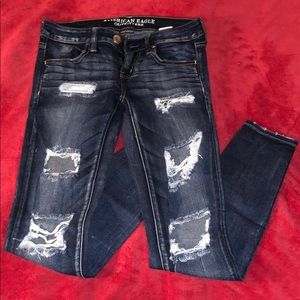 American Eagle super stretch skinny jeans.